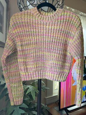 Anthropologie Obi Melange Crew neck cropped knit